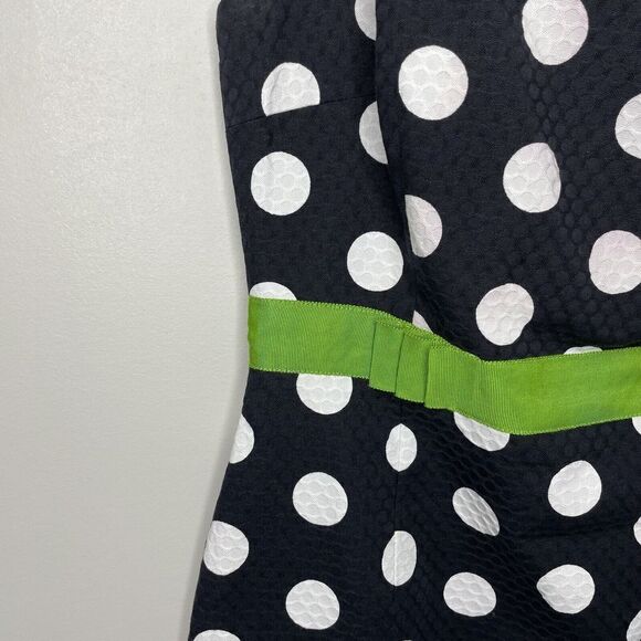 DAVID MEISTER Dress Womens 2 Black Polka Dot One-Shoulder Cotton Mini - Picture 2 of 8